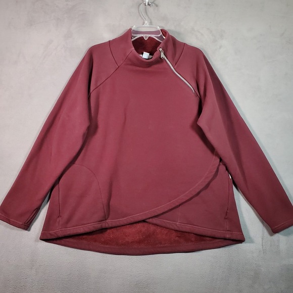 Athleta Tops - Athleta Kozy Karma Sweatshirt Womens 1X Dark Red Asymmetrical Hem Heavyweight